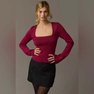 Maeve Anthropologie XL Square Neck Bell Sleeve Sweater Whimsigoth Fairy Coquette